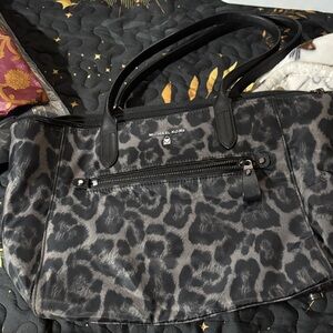 Michael Kors Black and Gray Animal Print Tote